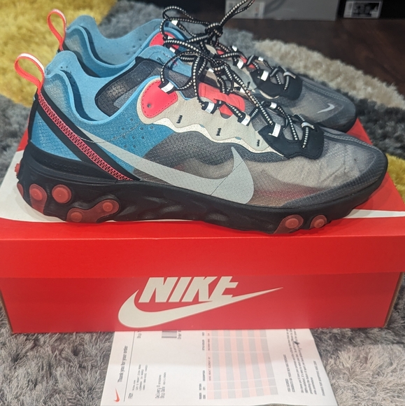 NIKE REACT ELEMENT 87 BLUE CHILL SOLAR RED w/Receipt! - Picture 3 of 9